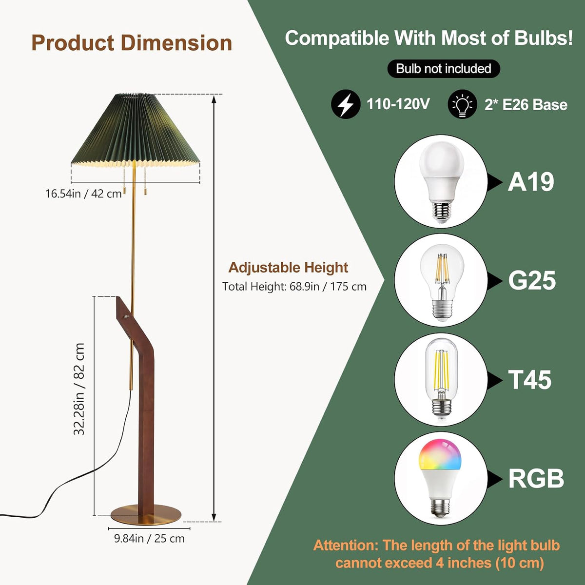 Floor Lamps for Living Room,Gold Mid Century Modern Wood Standing Lamp