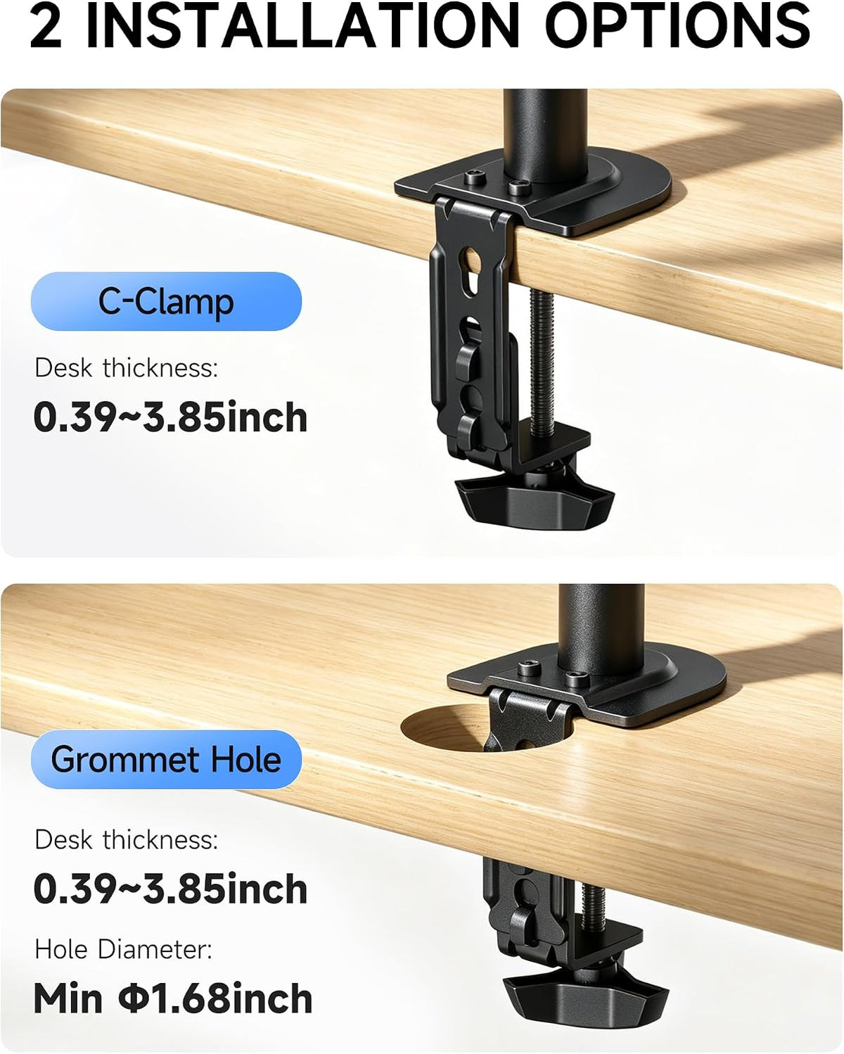 Suptek Dual Monitor Stand, Adjustable Dual Monitor Desk Mount for 2 Computer Screens up to 32 inch, Dual Monitor Arm, Holds up to 22 lbs Each, VESA 75x75/100x100 mm, Black (MD9442)