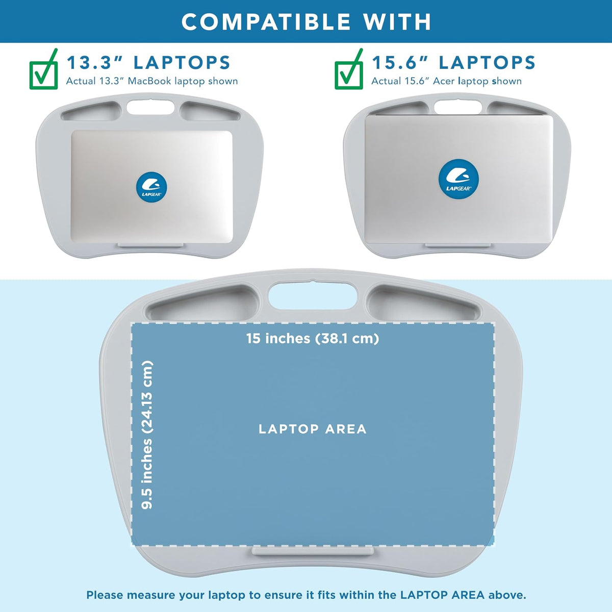 LAPGEAR MyDesk Lap Desk – Cool Gray, 12-Pack, Fits 15.6” Laptops