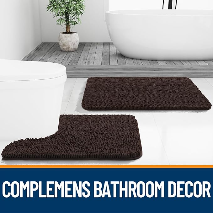 OLANLY Bathroom Rugs 32x20, Extra Soft Absorbent Chenille Bath Rugs, Rubber