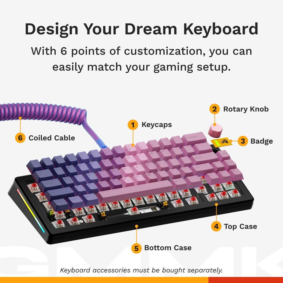 GLORIOUS Gaming - GMMK 3 Barebones Custom Gaming Keyboard Kit with Knob, 75% Mechanical Keyboard, Modular Gasket System, Hotswappable MX, Sound Dampening Foam, Aluminum Switch Plate (Black)