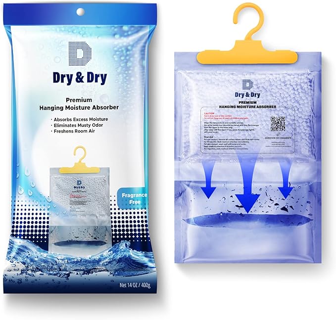 Dry & Dry 45 Packs [Net 14.1 Oz/Pack] Moisture Absorbers for Home, Basement & Bedroom - Small Dehumidifiers
