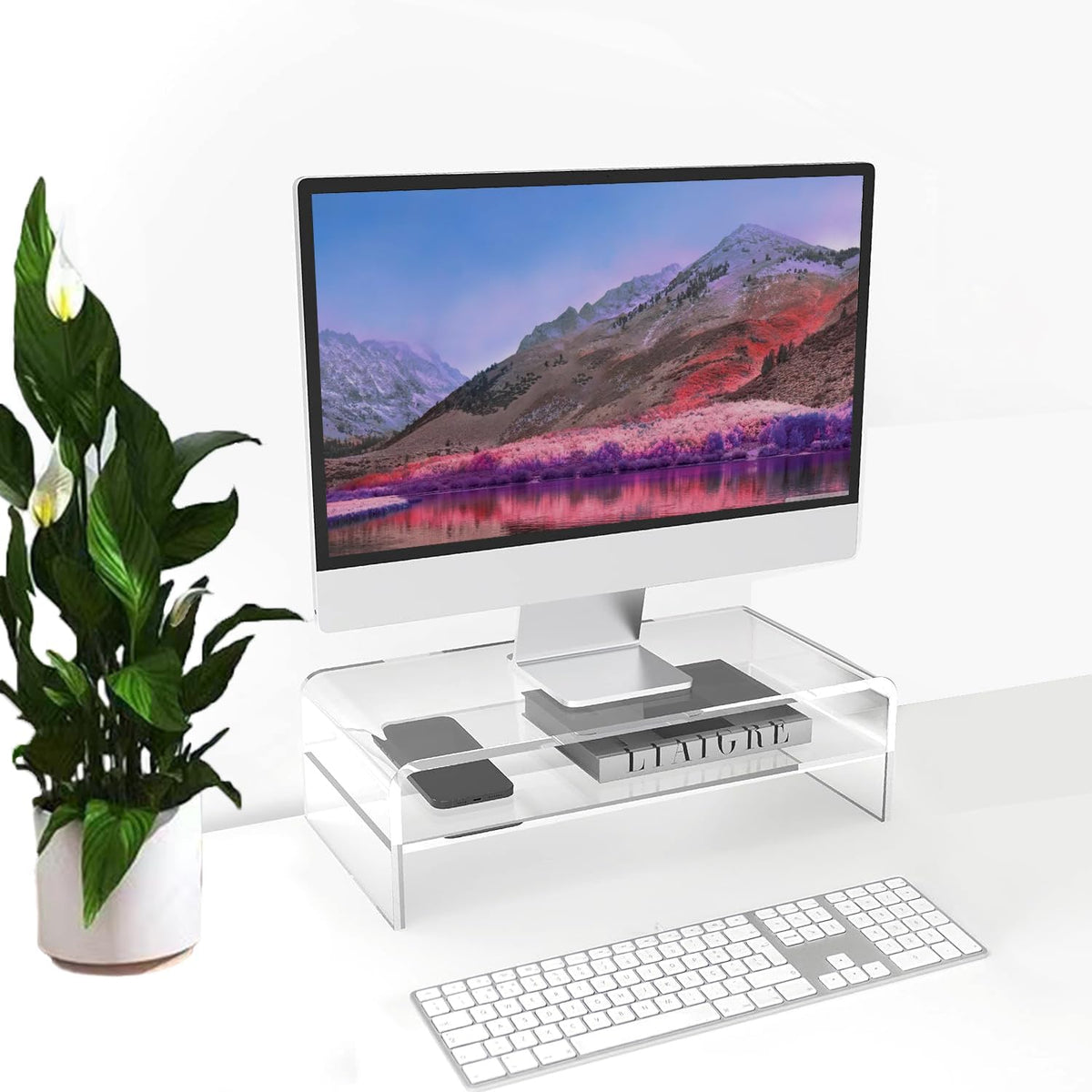 Acrylic Monitor Stand, 16 inch 2 Tier Computer Monitor Stand Riser