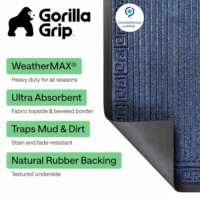 GORILLA GRIP 100% Waterproof All-Season WeatherMAX Doormat, US Designed Natural