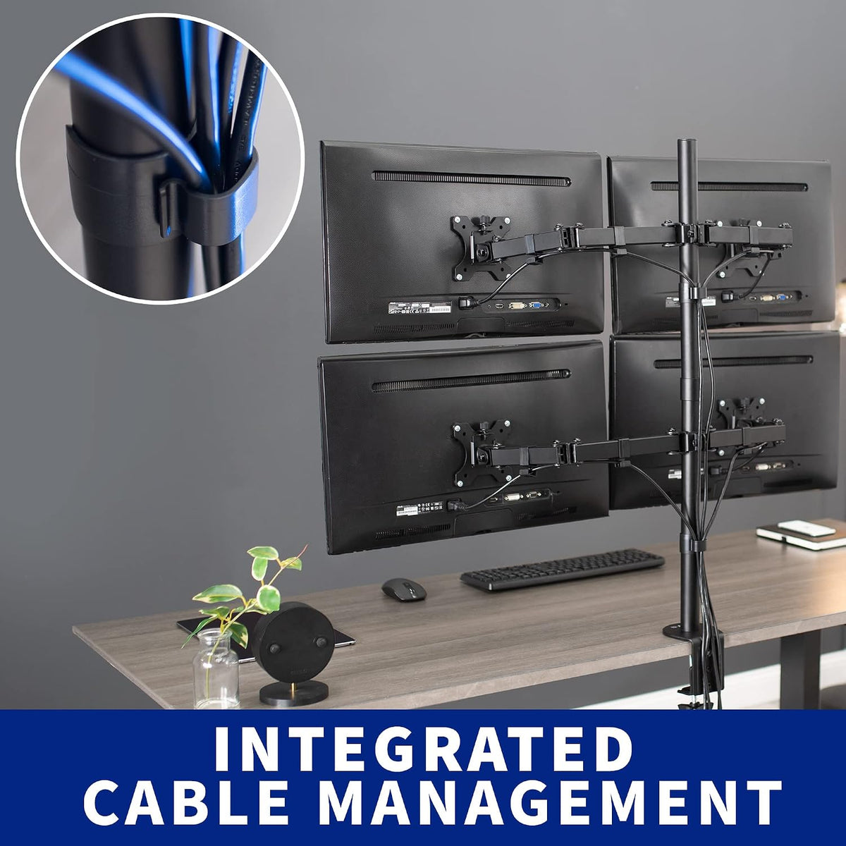 VIVO Quad 13 to 30 inch LCD Monitor Desk Mount | Adjustable 4 Screen Stand
