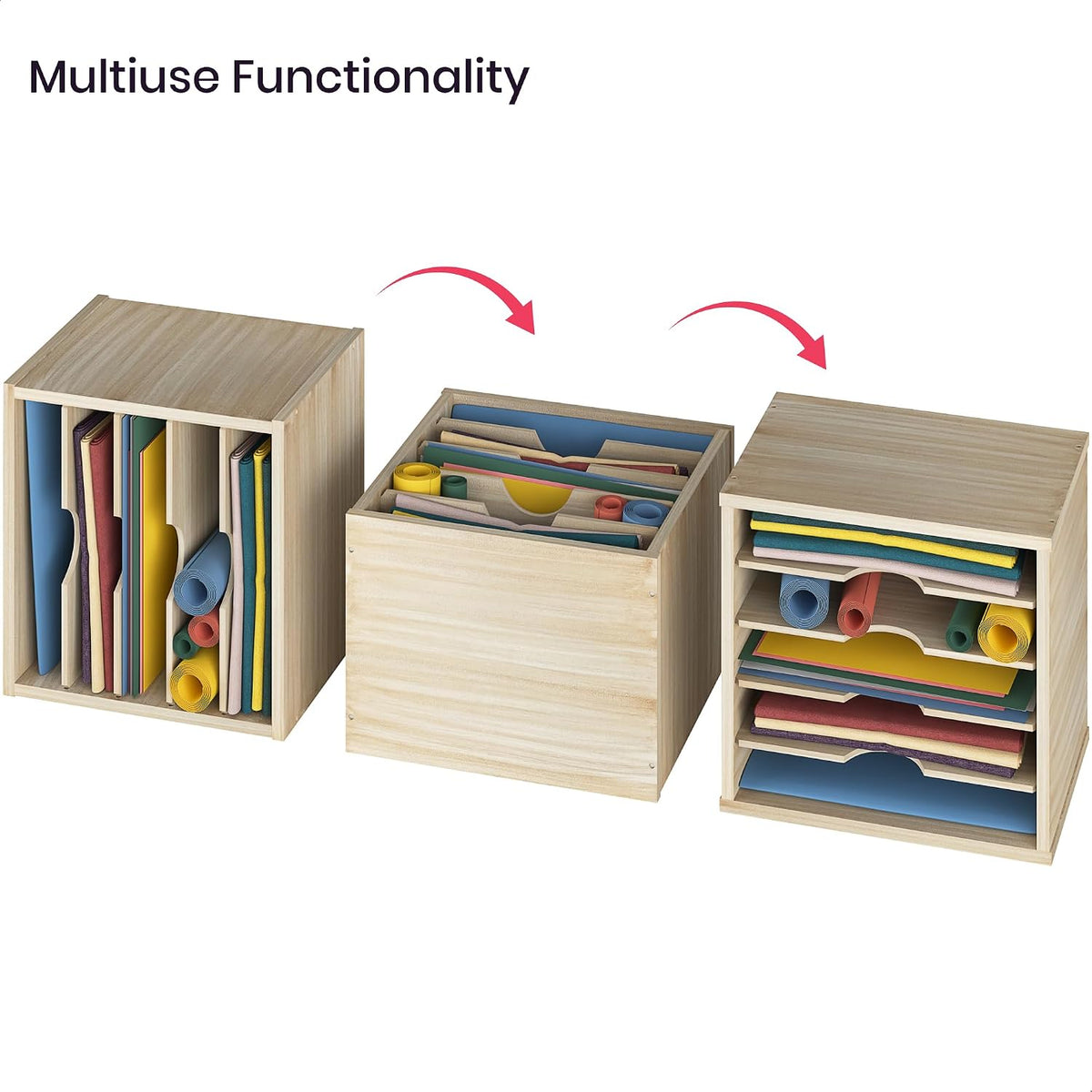 Ballucci 5-Tier File Organizer for Desk, Mail Sorter, Office Desk Organization, Paper Storage Organizers, Folder Holder for Desk, Letter Trays & Stacking Supports, Brushed Wood