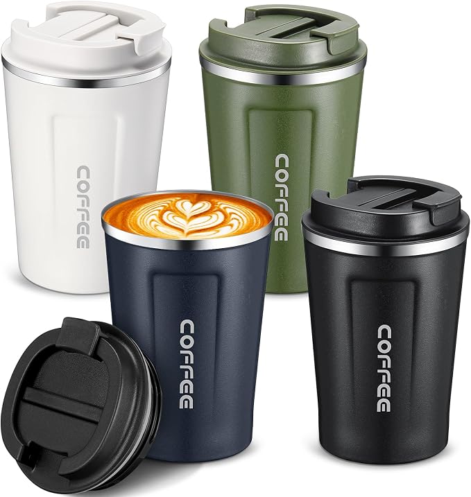 Sieral 4 Pcs 13 oz Travel Coffee Mug Insulated Reusable Coffee Cups