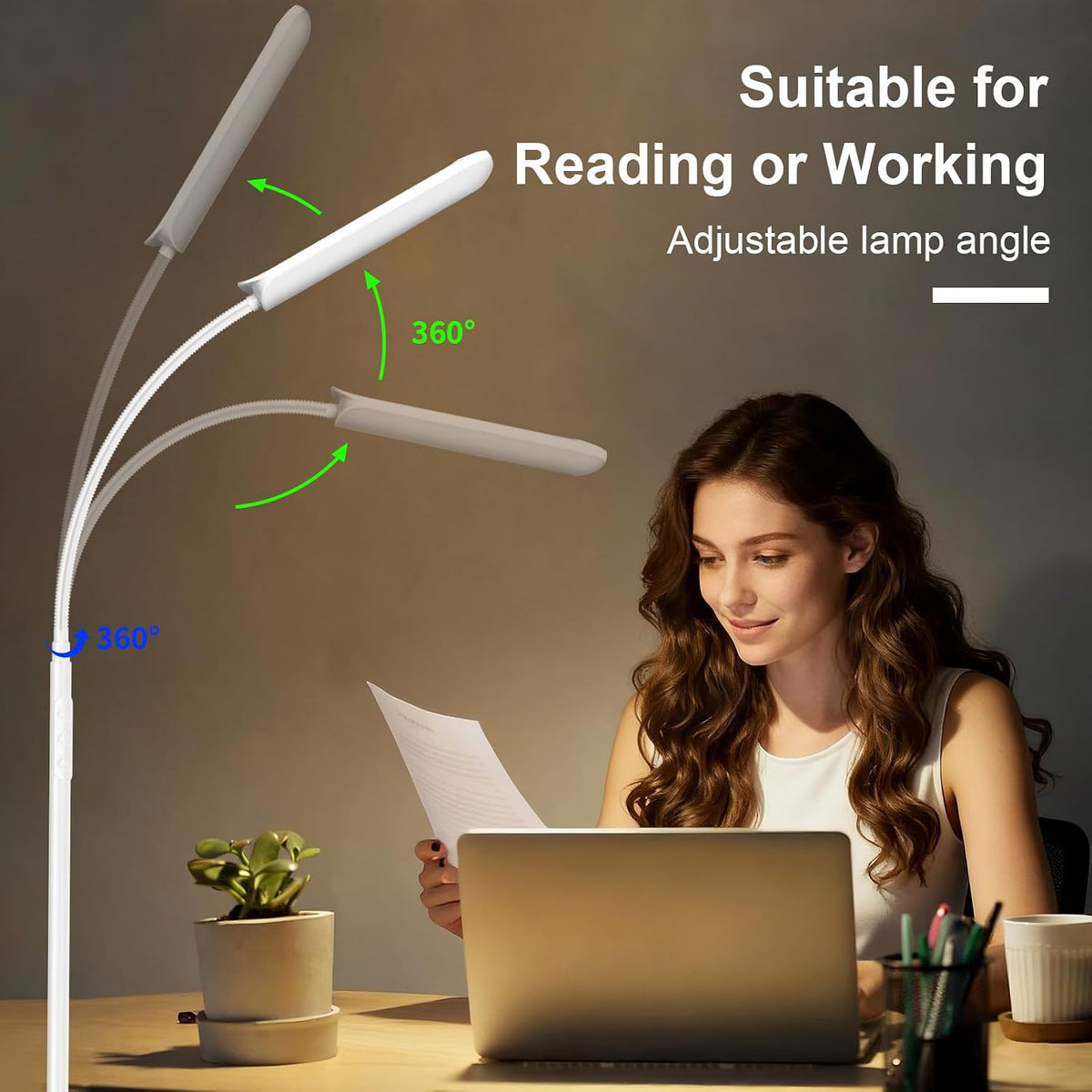 FRIDEKO HOME Floor Lamp for Living Room Over Chair Reading 18W 1800LM White