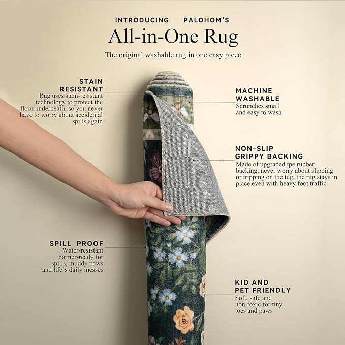 8x10 Area Rugs for Living Room: Washable Rug for Bedroom Vintage Stain