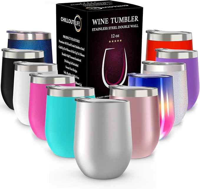 CHILLOUT LIFE 12 oz Stainless Steel Wine Tumbler