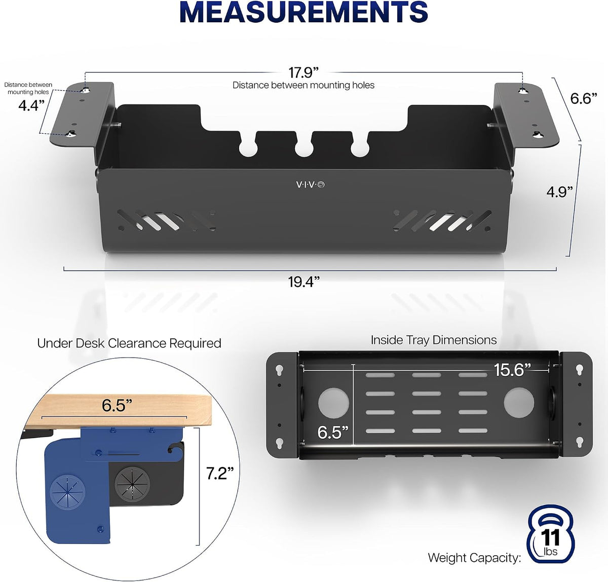 VIVO Black Screw-On Flip-Open 19 in Cable Management Box, DESK-ACMB20-S