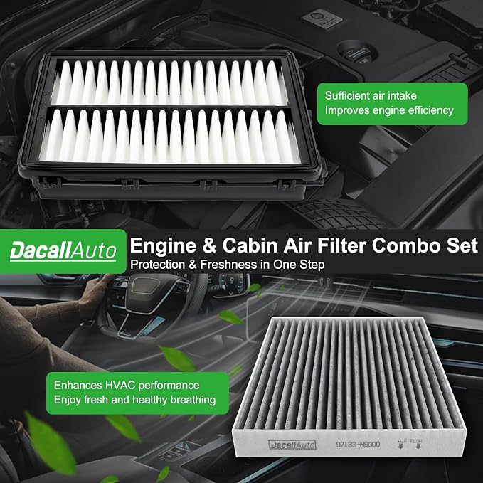 Engine & Cabin Air Filter Set for Hyundai Santa, Sorento; Replace 28113-L1000