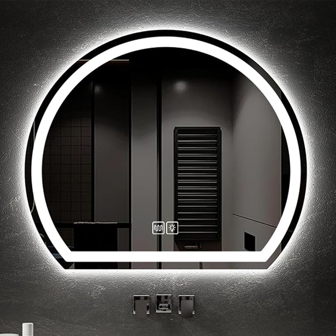 Bathroom Mirror with 3 Colour LED Lights, Lighted Bathroom Makeup Wall Mounted