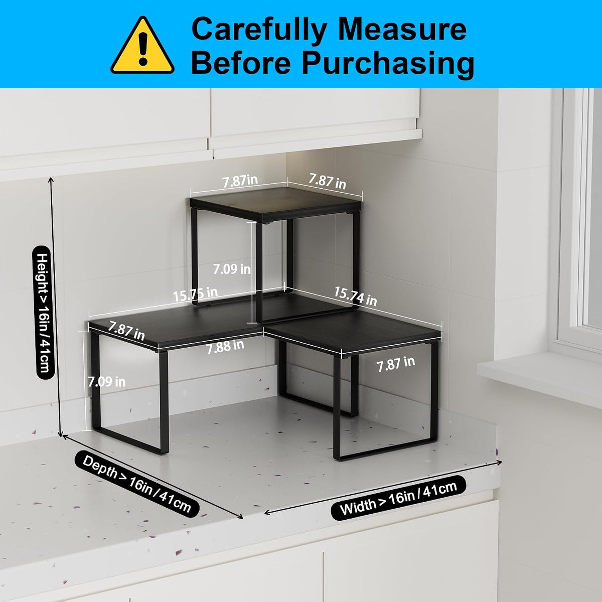 Golener Countertop Shelf, Kitchen Counter Organizer, Adjustable, Stackable