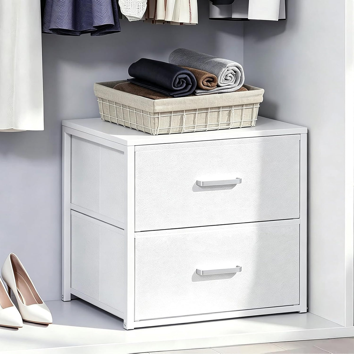Stackable Storage Drawers, Closet Drawers, White