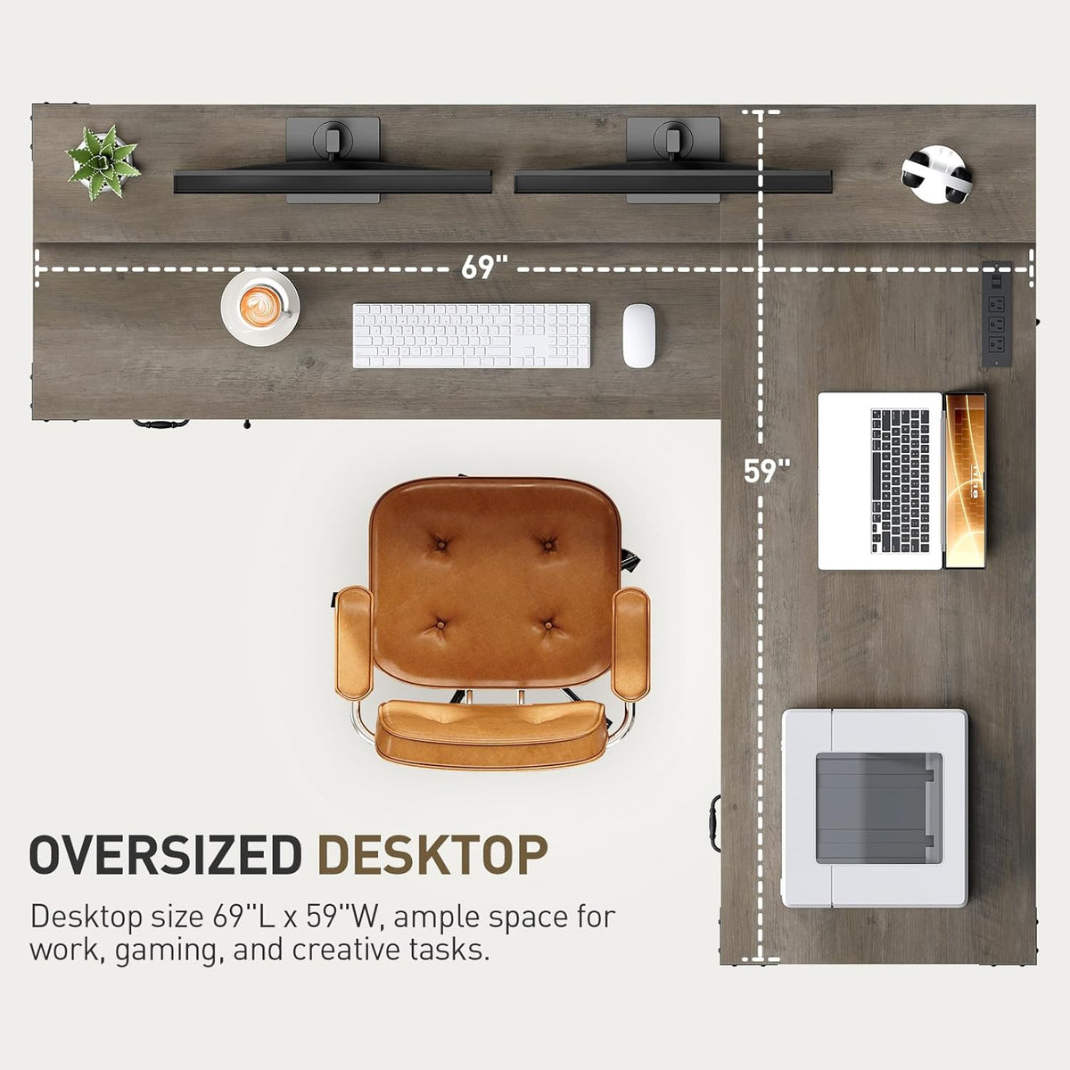 RALGEND 2 Pack Farmhouse 69" L Shaped Office Desk with Drawers