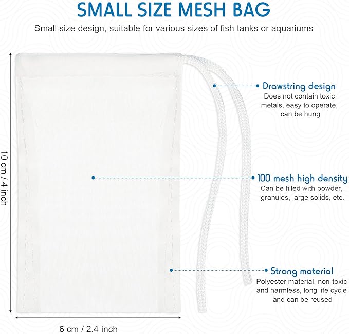 Shappy 12 Pieces Aquarium Filter Media Bags 150 Micrometer Fine Filter