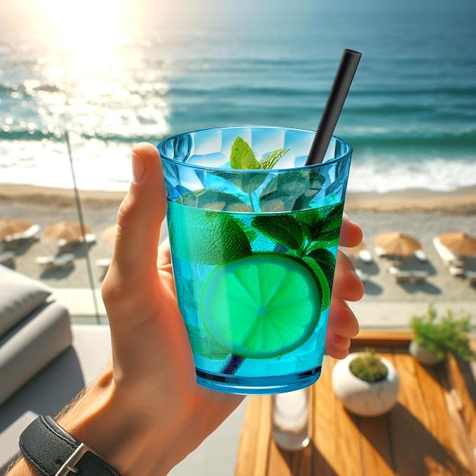 Amazing Abby - Iceberg - 16-Ounce Plastic Tumblers, Plastic Drinking Glasses