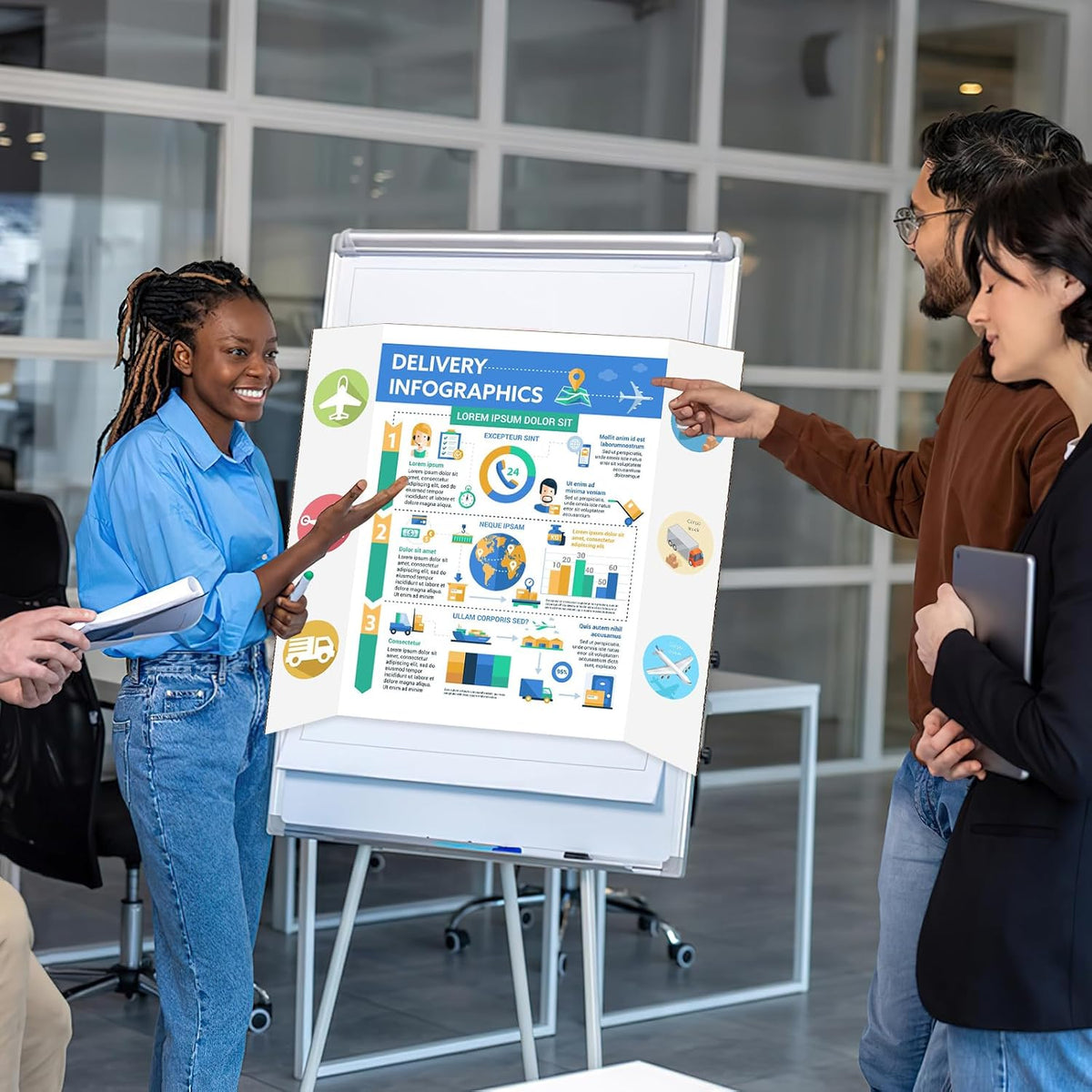 IKAYAS 6 Pack Trifold Poster Board 24" X 36" White Science Display Board