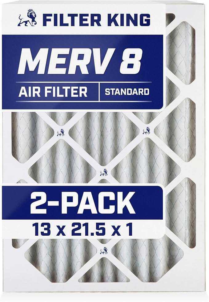 Filter King 13x21.5x1 Air Filter | 2-PACK | MERV 8 HVAC Pleated A/C Furnace