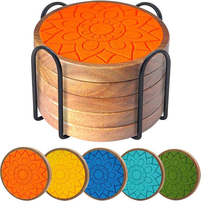 Coasters for Drinks Absorbent 5 Pack, Coasters for Coffee Table