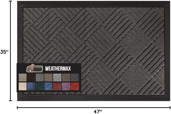 GORILLA GRIP 100% Waterproof All-Season WeatherMAX Doormat, US Designed Natural