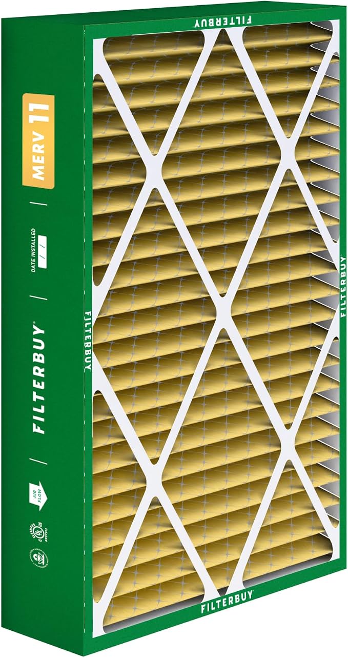 Filterbuy 16x25x5 Air Filter MERV 11 Superior Pet & Allergy Defense, Pleated