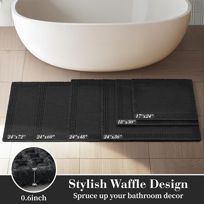 RESARE Waffle Bath Mat for Bathroom, Super Absorbent Bathroom Rugs Non Slip