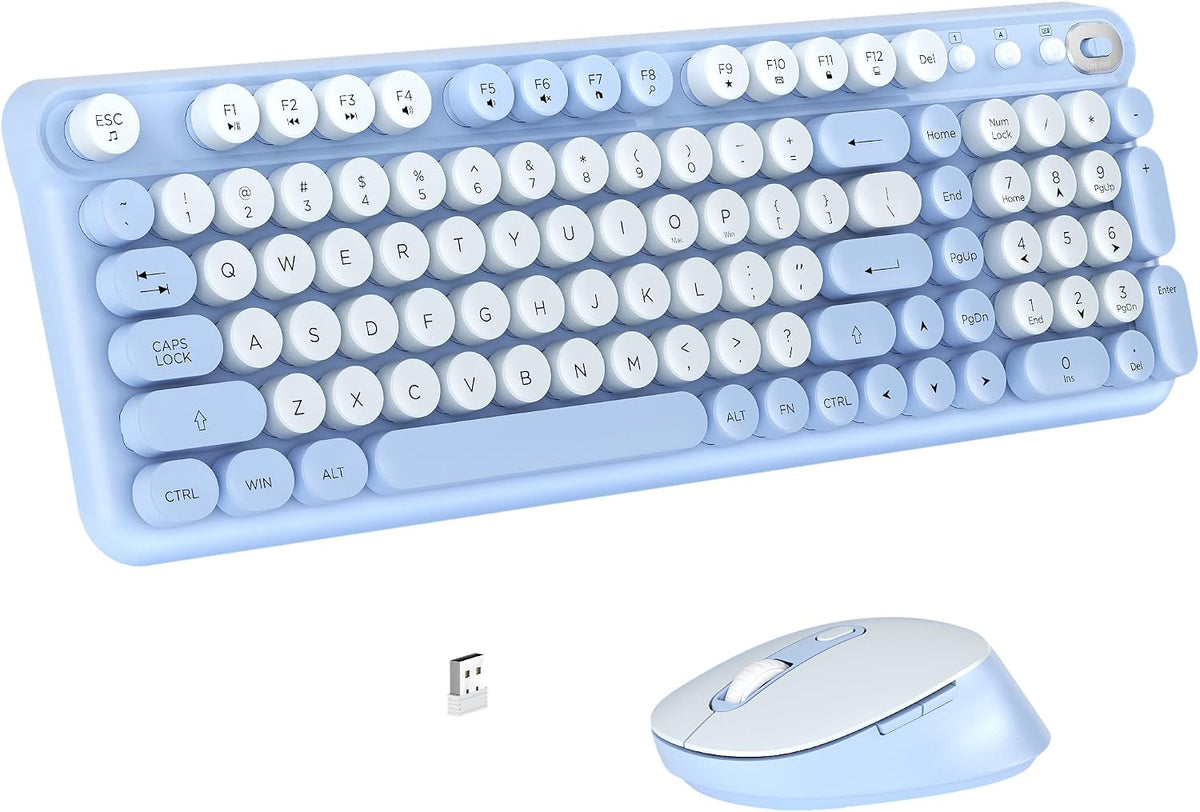 Links9+ Wireless Keyboard and Mouse Combo, Full Sized (Blue)