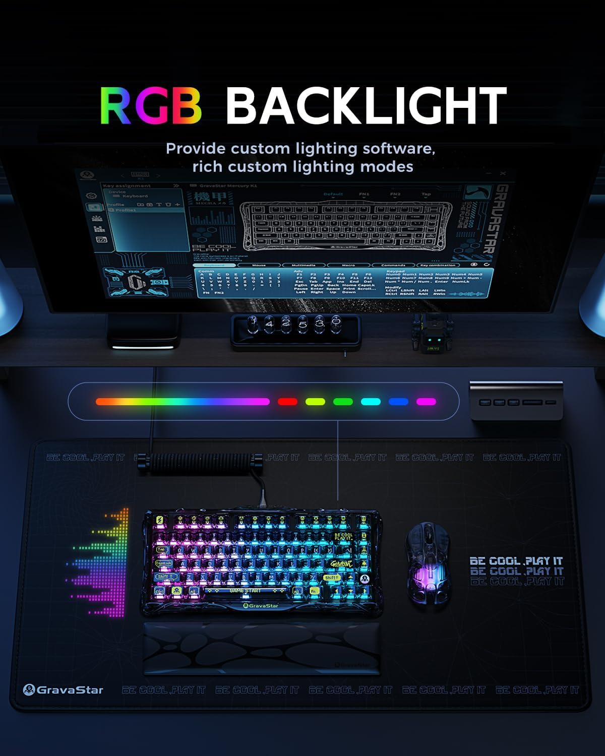 GravaStar Mercury K1 Lite 75% Wireless Mechanical Gaming Keyboard RGB