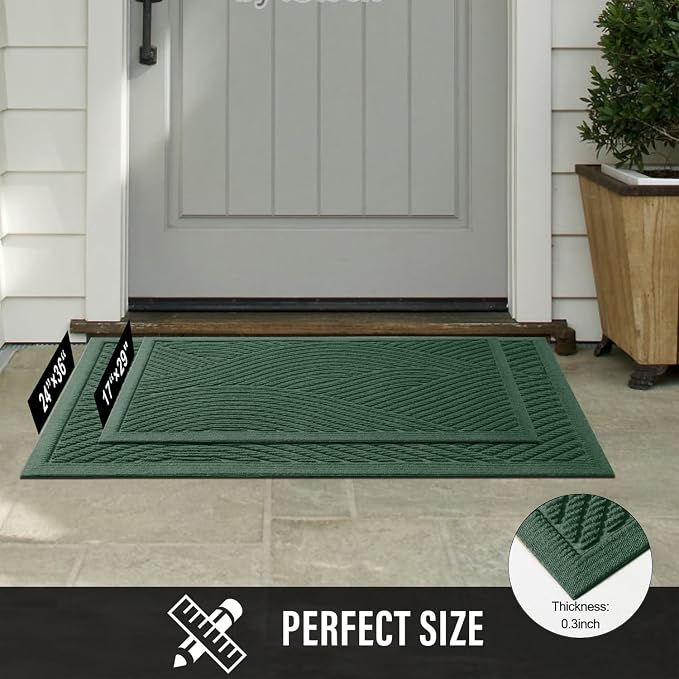 HIYARD Sturdy Front Door Mat, Absorbent Muddy Dirt Resist Welcome Door Mats