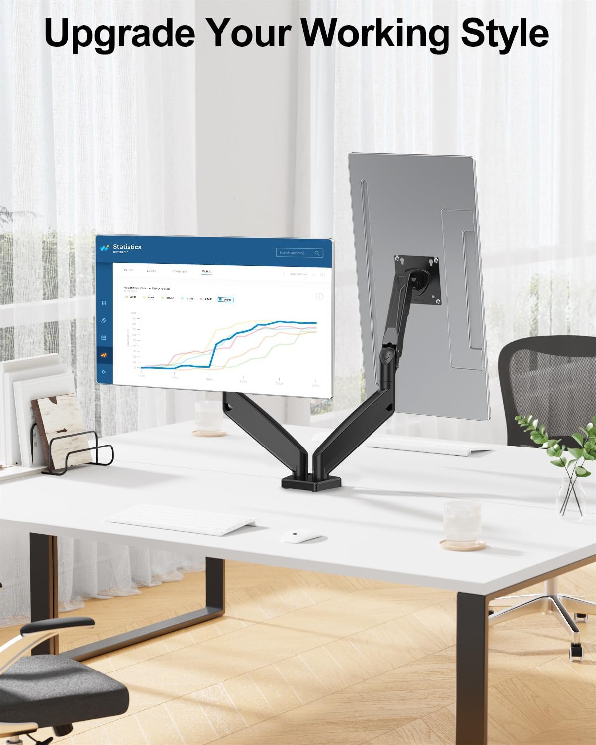 MOUNT PRO Dual Monitor Mount Fits 13 to 32 Inch Screen, Height Adjustable Monitor Stand for 2 Monitors, Full Motion Display Arm Holds up to 19.8lbs Each, Computer Desk VESA Mount, Black