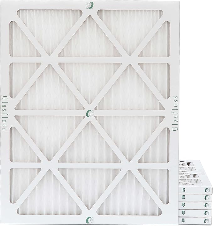 Glasfloss 20x25x1 MERV 10 Pleated Air Filters Box of 6. Actual Size: 19-1/2 x