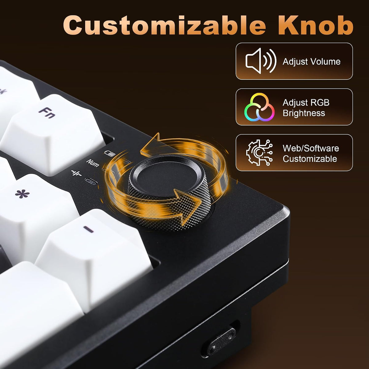 YUNZII AL21 Aluminum Wireless Number Pad (Black, Cocoa Cream V2 Switch)