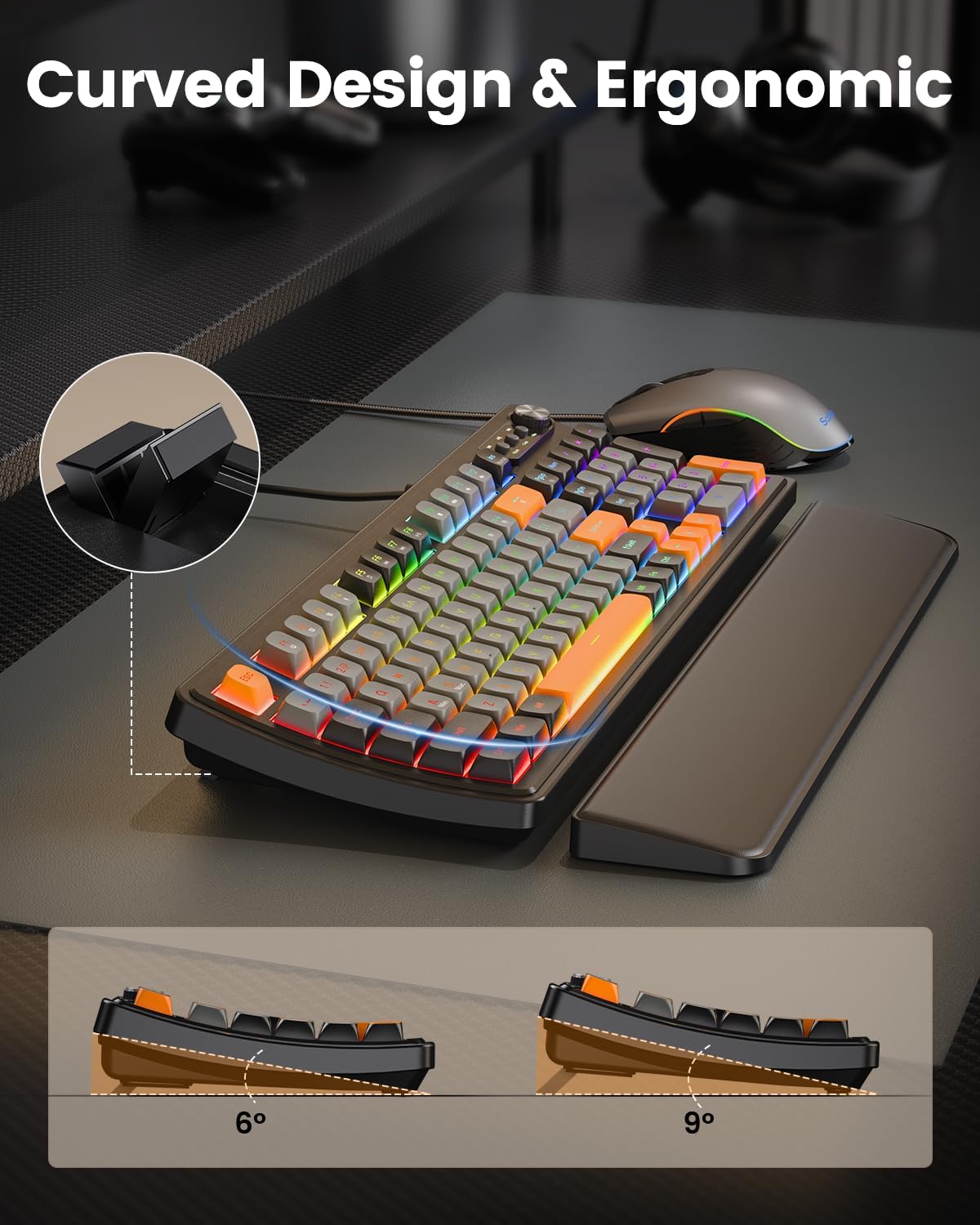 SABLUTE Gaming Keyboard and Mouse, Quiet Membrane with RGB Backlit