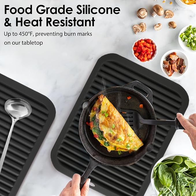 Black Silicone Trivet 16'' X 12'' Silicone Hot Pads