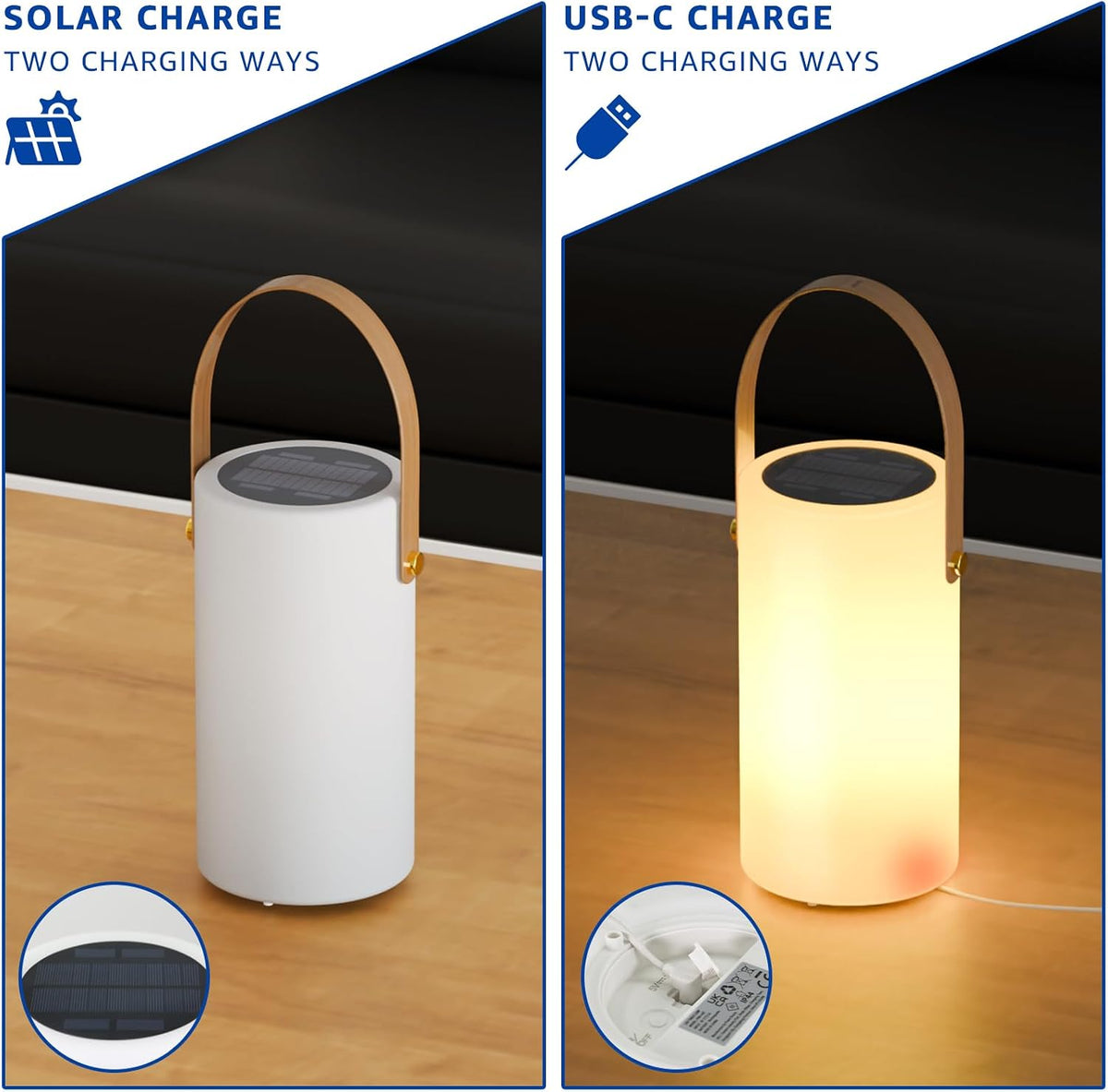 uuffoo Solar Table Lamp Outdoor Lantern 2 in 1 Rechargeable Waterproof