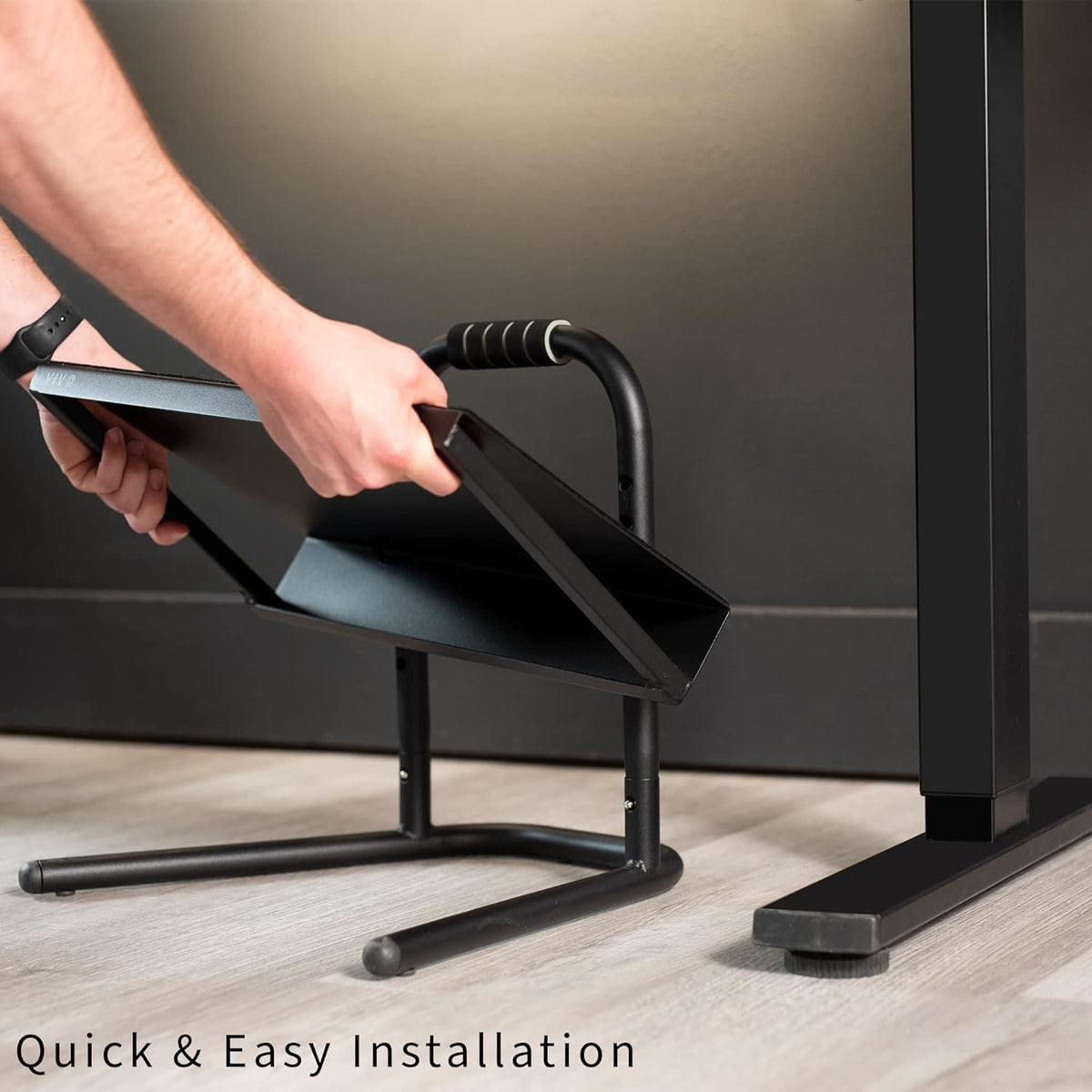 VIVO Black Ergonomic Height Adjustable Foot Rest Platform, STAND-FT01