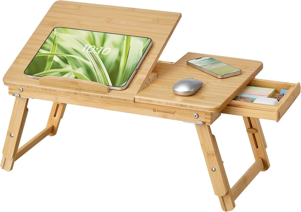 SONGMICS Bed Laptop Desk, Folding Bed Table Adjustable Angle and Height