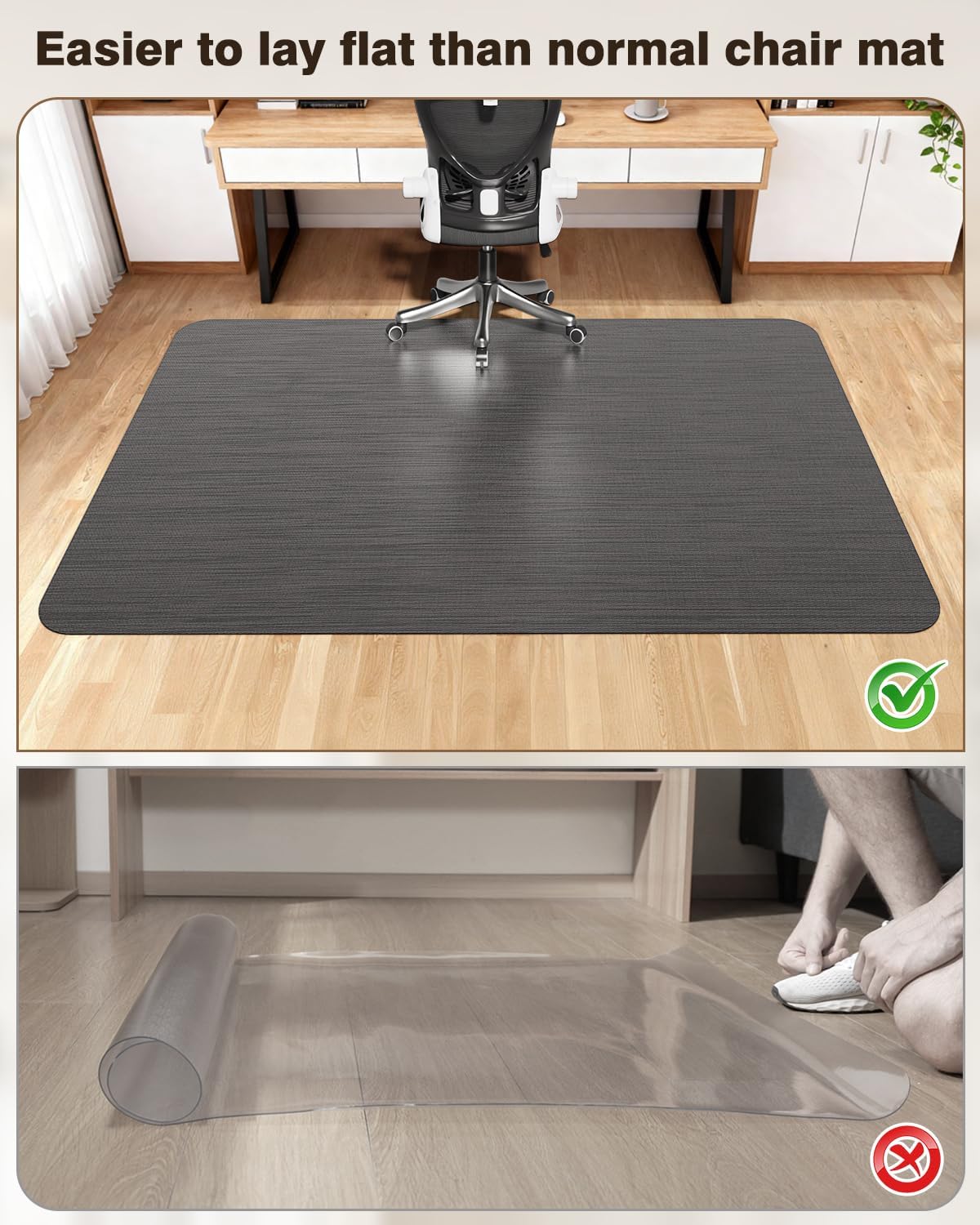 Blvornl Ultra Large Office Chair Mat for Hardwood Floor, Rolling Chair Mat for Hard Wood, Large Anti-Slip Hard Floor Protector, Heavy Duty Computer Desk Rug for Office and Home 47.2"*60" Black