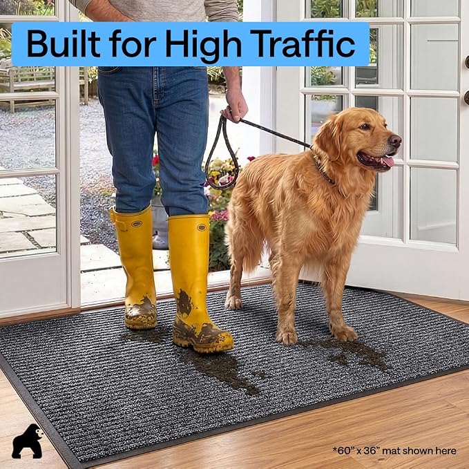 GORILLA GRIP Waterproof Traffic Guard Door Mat, Heavy Duty Entryway Mats