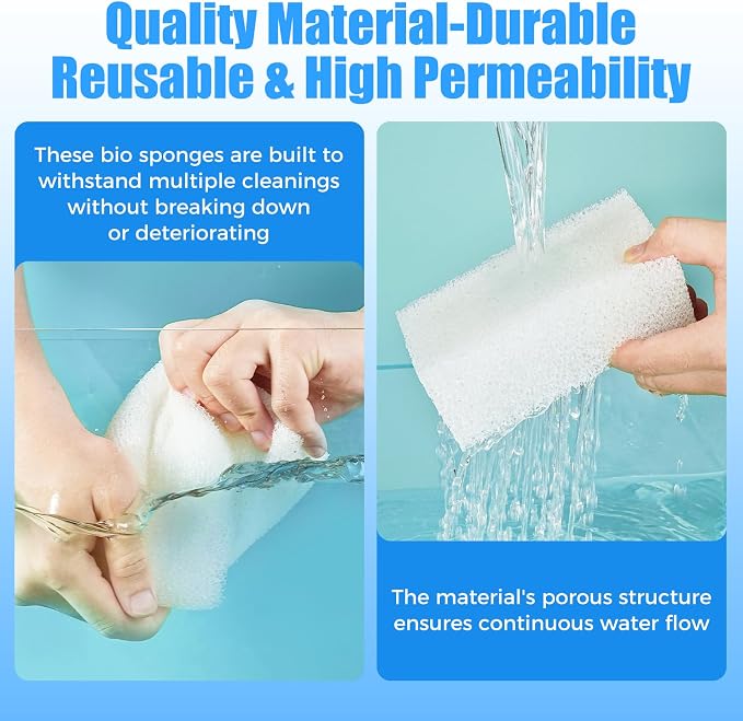 AQUANEAT 6-Pack Replacement Filter Sponge Pads, Aquarium Foam Insert Compatible