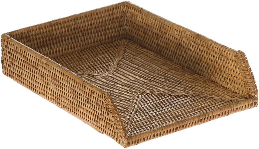 KOUBOO La Jolla Rattan Stackable Letter Tray, Paper Organizer, Honey Brown