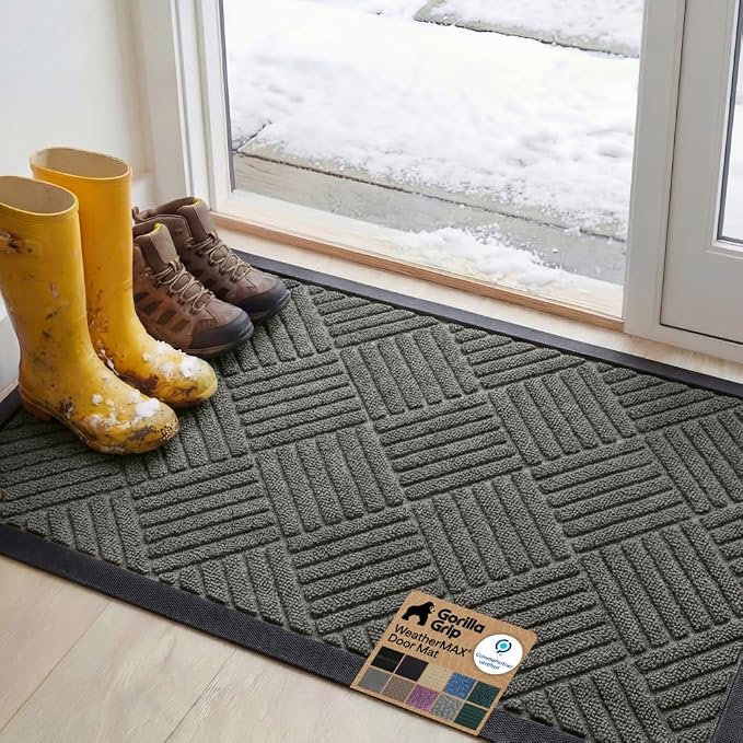 GORILLA GRIP 100% Waterproof All-Season WeatherMAX Doormat, US Designed Natural