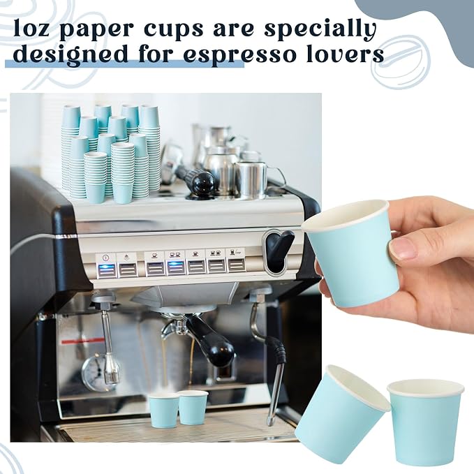 100 Pack 1oz Mini Coffee Cups Disposable Paper Cups Hot or Cold Beverage Cup