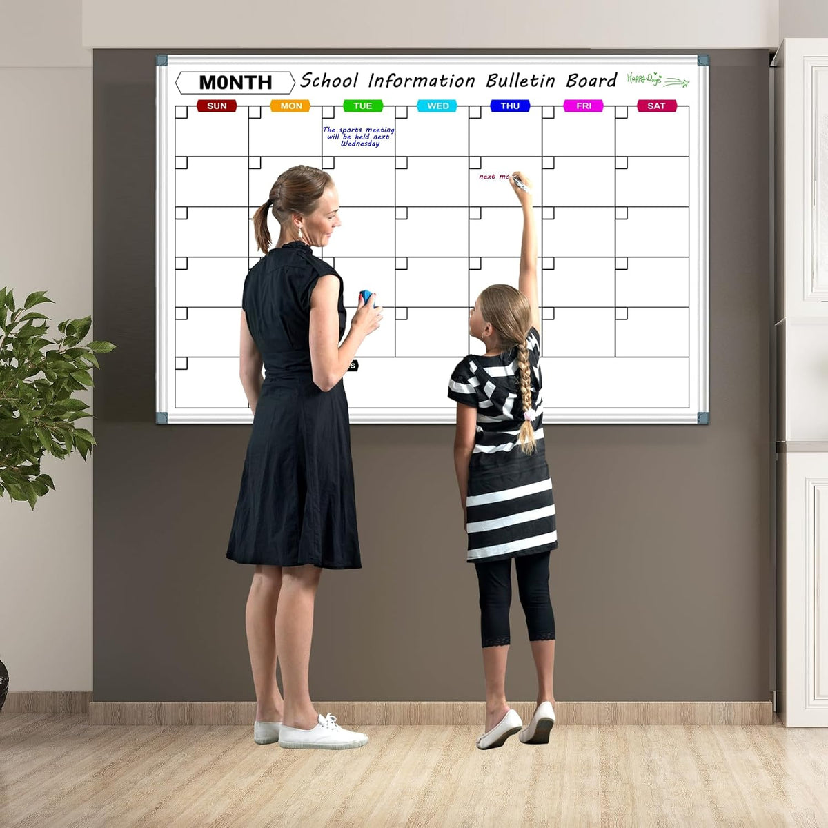 Big Magnetic Calendar Whiteboard for Wall, 60 X 40 Inch