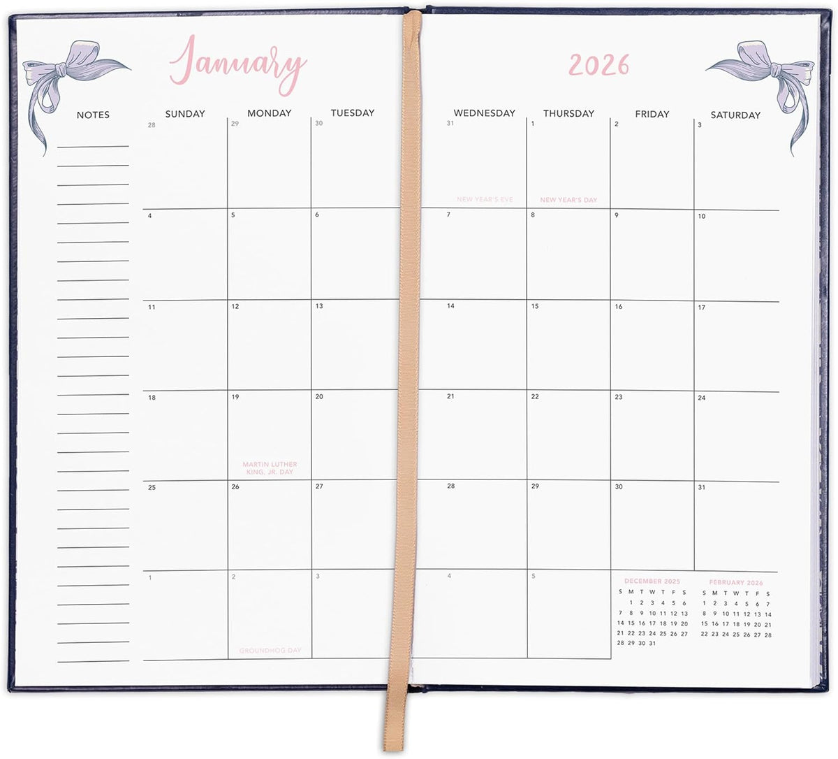 Steel Mill & Co 8.25" x 5" Monthly & Weekly 12-Month Planner Dated January 2026 - December 2026, Book Lover's Organizer with Vegan Leather Cover with Gold Foil, Quotes & Art from Classic Novels (Literary Classics)