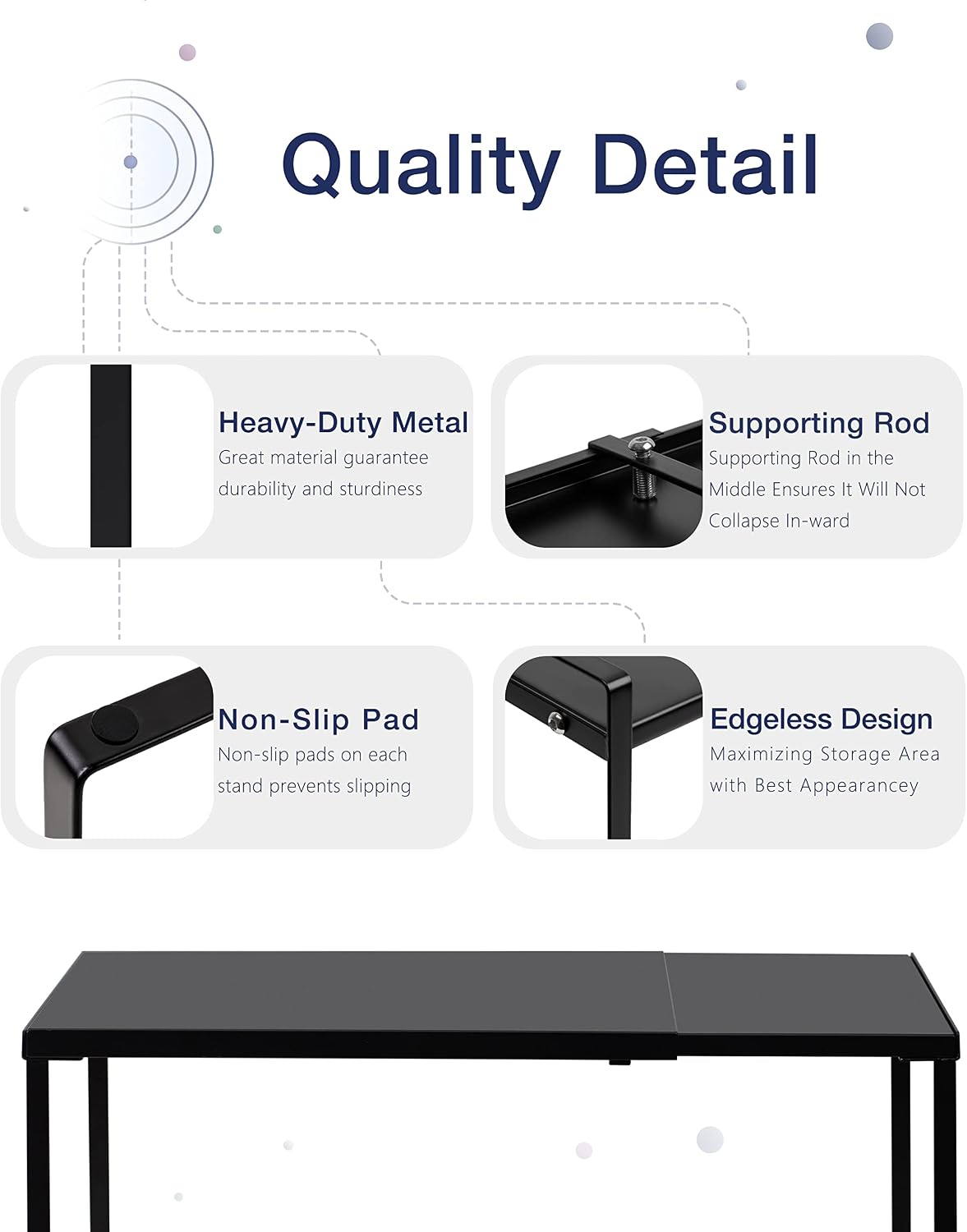 Nxconsu Expandable Cabinet Shelf, Shelf Riser for Cabinets, 11.8" Black