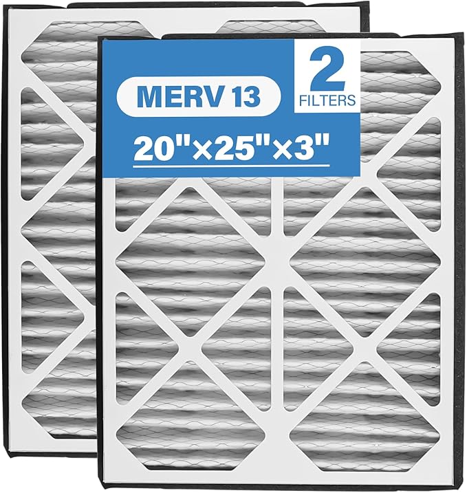 20x25x3 MERV 13 Pleated Air Filter, 2 Pack, Compatible