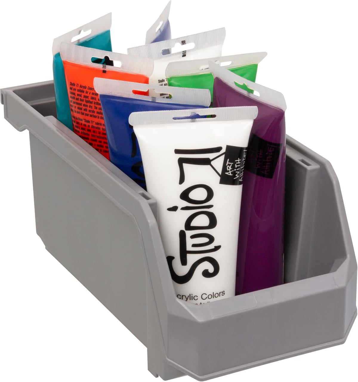 ReadySpace Medium Stackable Plastic Storage Bins, 8-Pack, Gray